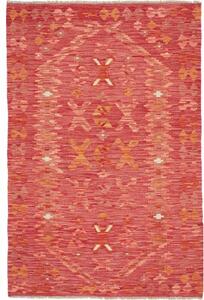Tappeto Kilim Geometrico Rosso Mattone Arancione 99x152 Cm