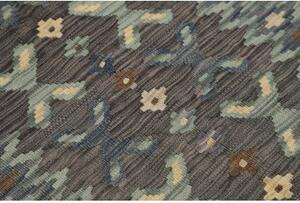 Tappeto Kilim Geometrico Grigio Scuro Azzurro 101x149 Cm