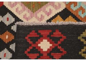 Tappeto Kilim Geometrico Nero Multicolore 124x183 Cm