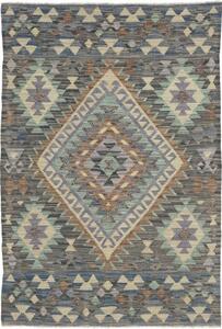 Tappeto Kilim Geometrico Grigio Antracite Beige 100x149 Cm
