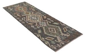 Tappeto Kilim Geometrico Grigio Scuro Beige Corsia 70x195 Cm