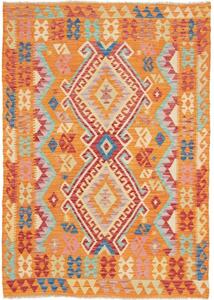 Tappeto Kilim Stilizzato Arancione Rosso 122x174 Cm