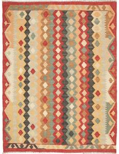 Tappeto Kilim Geometrico Rosso Beige 108x145 Cm