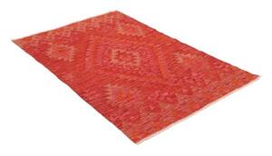 Tappeto Kilim Geometrico Rosso Mattone Arancione 104x150 Cm