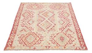 Tappeto Kilim Geometrico Avorio Rosso Mattone 109x146 Cm