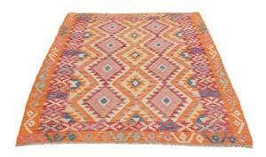 Tappeto Kilim Geometrico Arancione Beige 124x181 Cm