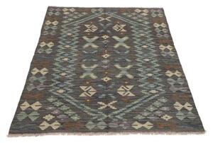Tappeto Kilim Geometrico Grigio Scuro Azzurro 101x149 Cm