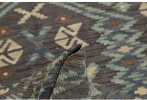 Tappeto Kilim Geometrico Grigio Scuro Azzurro 101x149 Cm