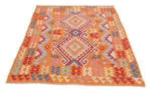 Tappeto Kilim Stilizzato Arancione Rosso 122x174 Cm