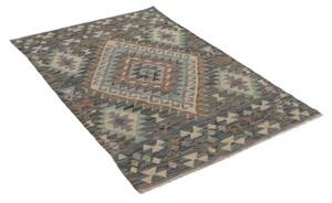 Tappeto Kilim Geometrico Grigio Antracite Beige 100x149 Cm
