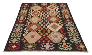 Tappeto Kilim Geometrico Nero Multicolore 124x183 Cm