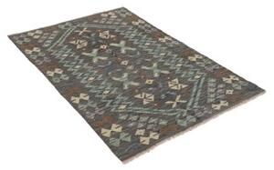 Tappeto Kilim Geometrico Grigio Scuro Azzurro 101x149 Cm