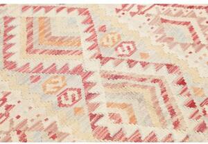 Tappeto Kilim Geometrico Avorio Rosso Mattone 109x146 Cm
