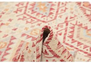 Tappeto Kilim Geometrico Avorio Rosso Mattone 109x146 Cm