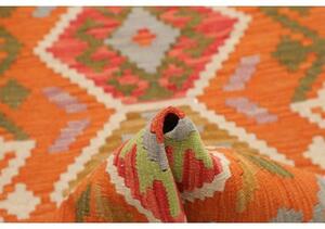Tappeto Kilim Geometrico Arancione Multicolore Corsia 62x195 Cm