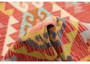 Tappeto Kilim Geometrico Rosso Mattone Multicolore Corsia 78x242 Cm