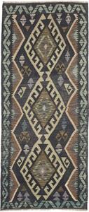 Tappeto Kilim Geometrico Antracite Verde Acqua 86x199 Cm