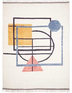 Tappeto Berbero Geometrico Avorio Blu 278x365 Cm