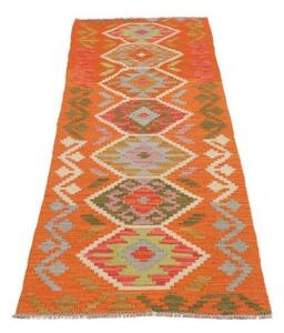 Tappeto Kilim Geometrico Arancione Multicolore Corsia 62x195 Cm
