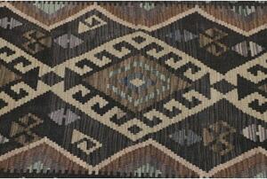 Tappeto Kilim Geometrico Antracite Verde Acqua 86x199 Cm