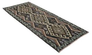 Tappeto Kilim Geometrico Antracite Verde Acqua 86x199 Cm