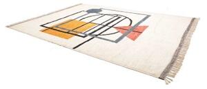 Tappeto Berbero Geometrico Avorio Blu 278x365 Cm