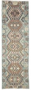 Tappeto Kilim Stilizzato Verde Petrolio Marrone Corsia 86x285 Cm