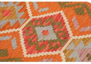 Tappeto Kilim Geometrico Arancione Multicolore Corsia 62x195 Cm