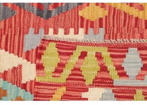 Tappeto Kilim Geometrico Rosso Mattone Multicolore Corsia 78x242 Cm