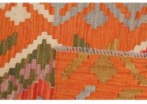 Tappeto Kilim Geometrico Arancione Multicolore Corsia 62x195 Cm