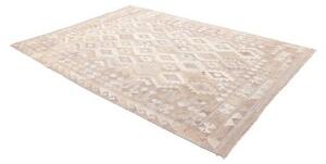 Tappeto Kilim Geometrico Grigio Tortora Beige 205x282 Cm