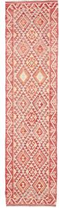 Tappeto Kilim Geometrico Rosso Avorio Corsia 76x295 Cm