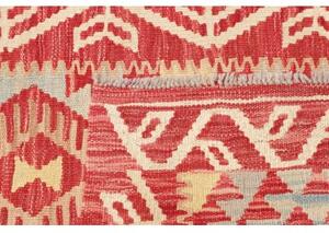 Tappeto Kilim Geometrico Rosso Avorio Corsia 76x295 Cm