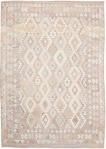 Tappeto Kilim Geometrico Grigio Tortora Beige 205x282 Cm