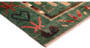 Tappeto Berbero Stilizzato Verde Rosso Mattone 178x243 Cm