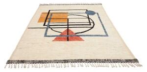 Tappeto Berbero Geometrico Avorio Blu 177x239 Cm