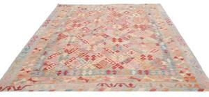 Tappeto Kilim Geometrico Beige Azzurro 203x273 Cm
