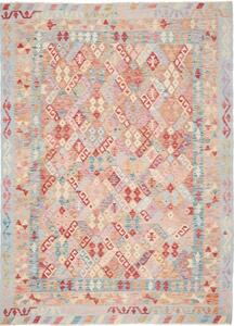 Tappeto Kilim Geometrico Beige Azzurro 203x273 Cm