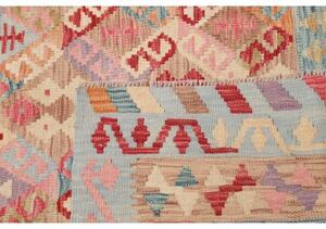 Tappeto Kilim Geometrico Beige Azzurro 203x273 Cm