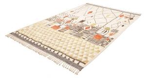 Tappeto Berbero Geometrico Avorio Grigio Scuro 171x254 Cm
