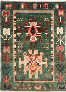Tappeto Berbero Stilizzato Verde Rosso Mattone 178x243 Cm