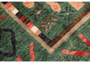 Tappeto Berbero Stilizzato Verde Rosso Mattone 178x243 Cm
