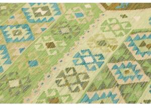 Tappeto Kilim Geometrico Verde Marrone 197x307 Cm