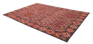 Tappeto Kilim Geometrico Rosso Mattone Antracite 213x301 Cm