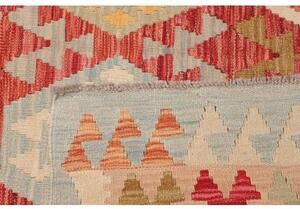 Tappeto Kilim Geometrico Rosso Azzurro 203x294 Cm