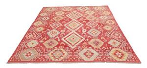 Tappeto Kilim Geometrico Rosso Mattone Beige 181x239 Cm