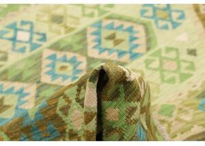 Tappeto Kilim Geometrico Verde Marrone 197x307 Cm