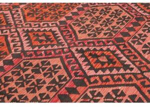 Tappeto Kilim Geometrico Rosso Mattone Antracite 213x301 Cm