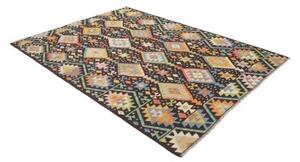 Tappeto Kilim Geometrico Nero Multicolore 175x237 Cm