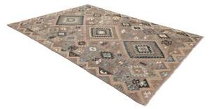 Tappeto Kilim Geometrico Marrone Tortora Blu Avio 209x299 Cm